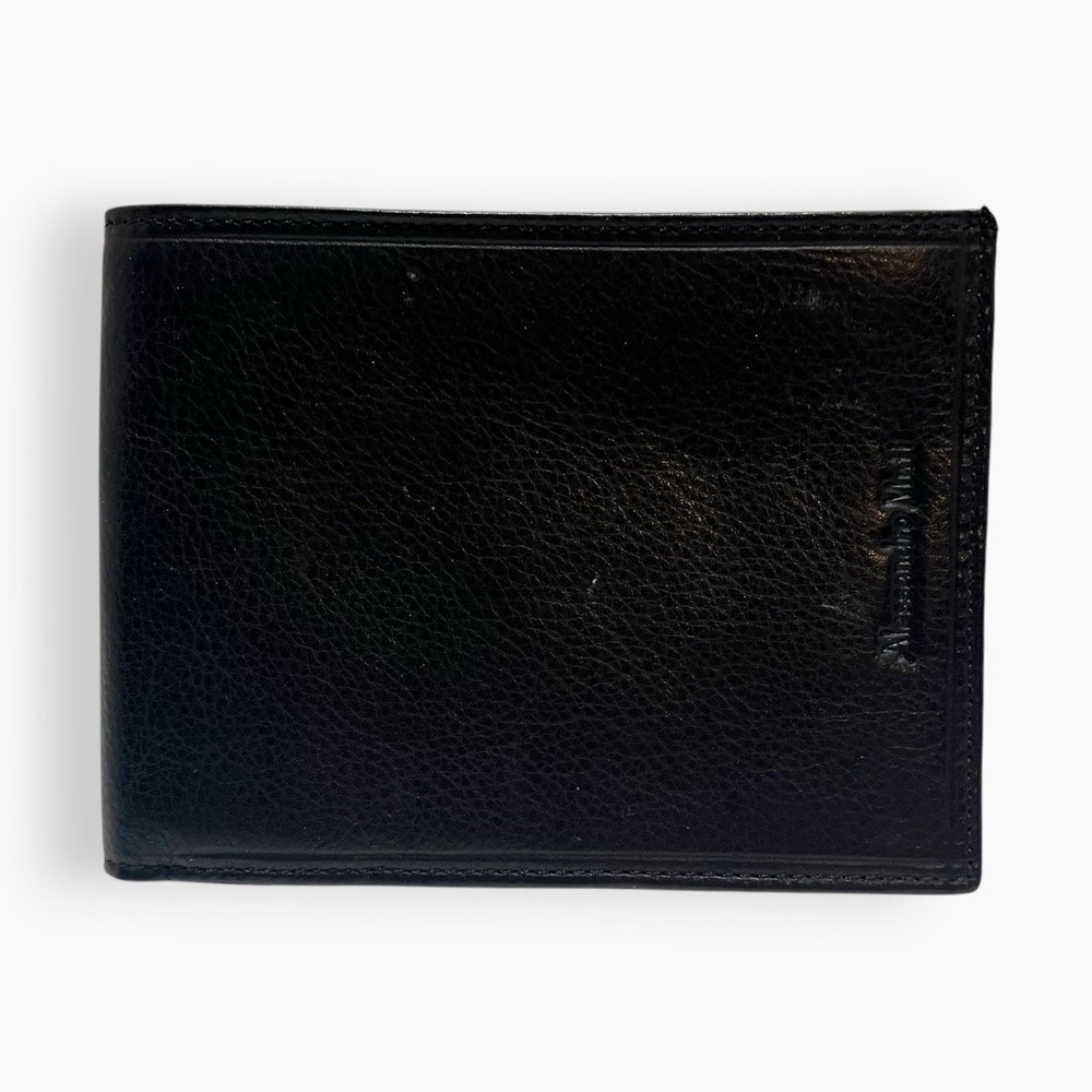 Alessandro‎ Muti Vera Pelle Mens Black Bifold Wallet Italian Leather Italy